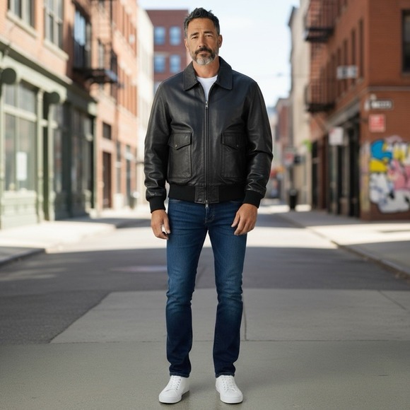 Other - Vintage B-52 Jacket Mens Size Extra Large XL Black Leather Bomber‎ Flight